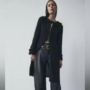 NWT Zara Woman Alpaca & Wool Blend Floral Crochet Knit Cardigan Jacket Size M